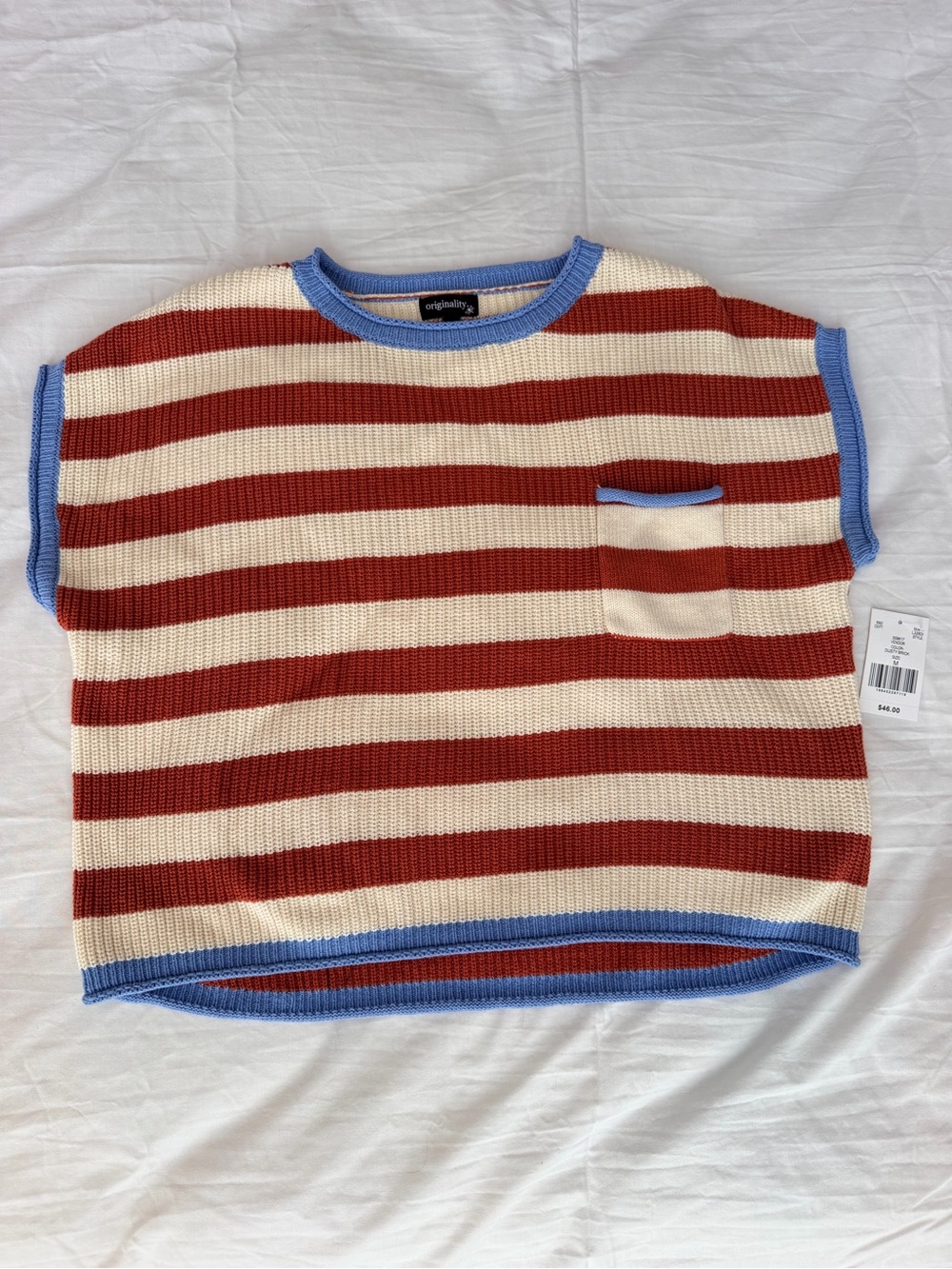 Striped Knit Crewneck Boxy Sweater